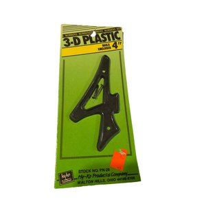 4" black plastic 3-d house number